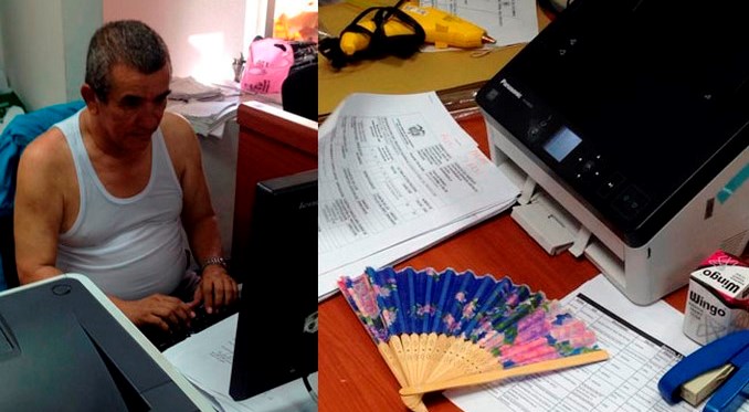 Funcionarios del Juzgado Noveno Penal de Barranquilla trabajan en medio del intenso calor