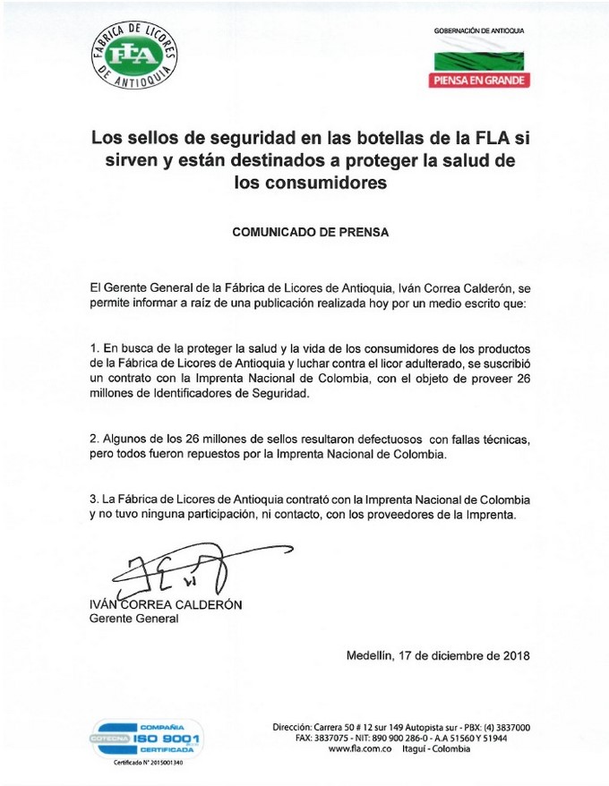 EN FOTO: La FLA asegura que los sellos de seguridad de sus botellas "sí sirven" 3 13
