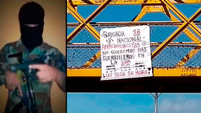EN VIDEO: Grupo se adjudicó las pancartas amenazantes en las afueras de la UdeA y anuncia que "actuará con la fuerza" 3 encapuchado