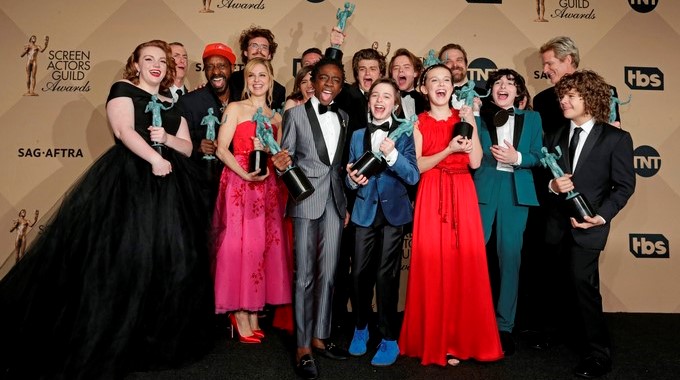 Miembros de la serie 'Stranger Things' que estrenará su tercera temporada el 4 de julio de 2019. EFE/Archivo