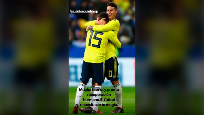 James a Quintero y Falcao a los dos, mensajes de apoyo a los lesionados de la tricolor 1 JAMES Y QUINTERO