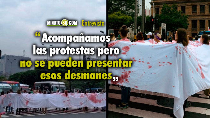 Policía llama la atención por daños en protesta del Día de la Mujer en Medellín