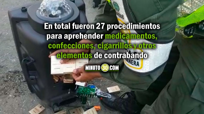 Al interior de cabinas de sonido las autoridades hallaron cigarrillos de contrabando en Santa Marta