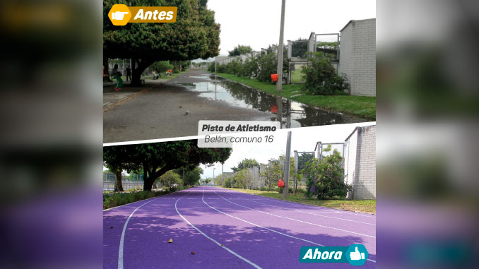 Así quedó la renovada pista de atletismo de la Unidad Deportiva de Belén
