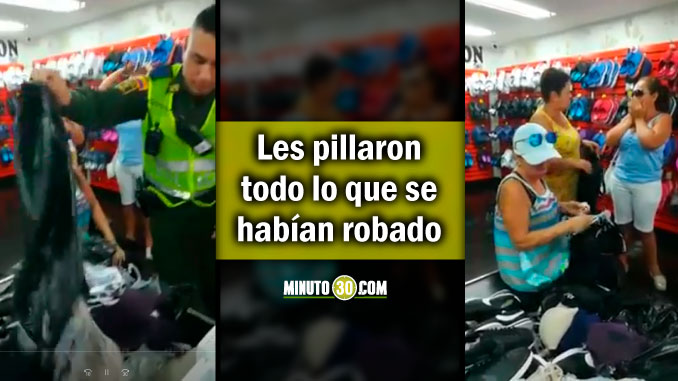 EN VIDEO: ¡Madrugaron a robar! Cogieron a unas señoras con prendas robadas en varios almacenes del centro de Medellín 3 ladronas