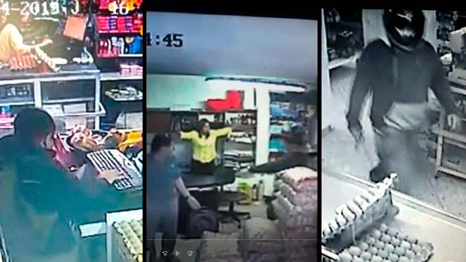 EN VIDEO: Entraron a robar en un granero y tomaron de rehenes a las personas que estaban comprando 3 robo1