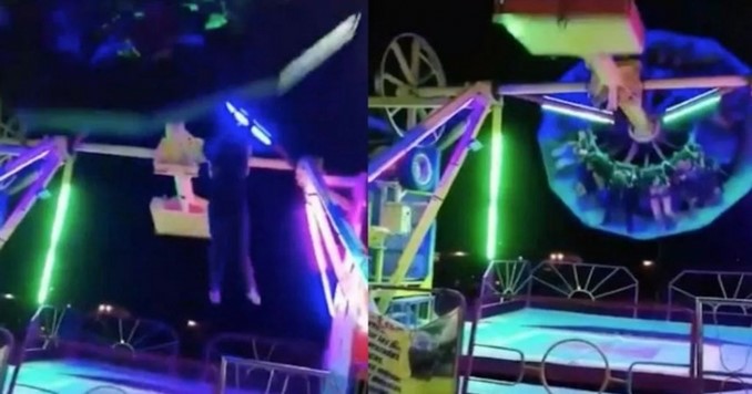 Video: El aterrador momento en que una mujer cayó de una atracción mecánica en México