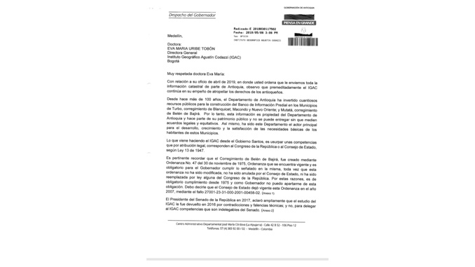 Carta del Gobernador de <a class=