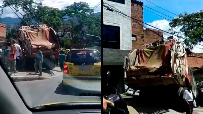 EN VIDEO: Carro recolector de basuras se fue a una casa en Aranjuez