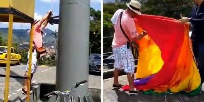 Procuraduría pidió investigación contra el sujeto que bajó y rasgó la bandera LGBTI del Pueblito Paisa