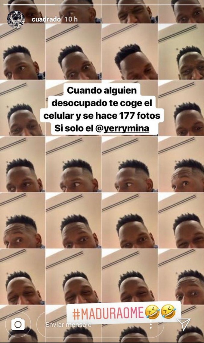 Foto: Cuadrado compartió la prueba de que Yerry Mina puede ser tan travieso como un niño 3 Yerry mina celular cuadrado