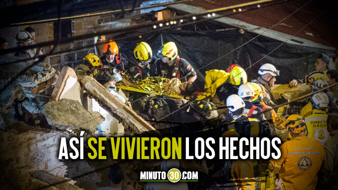 EN FOTOS Y VIDEOS: ¡Galería! Así se vivió la tensa noche en el barrio Santander tras el desplome de un edificio