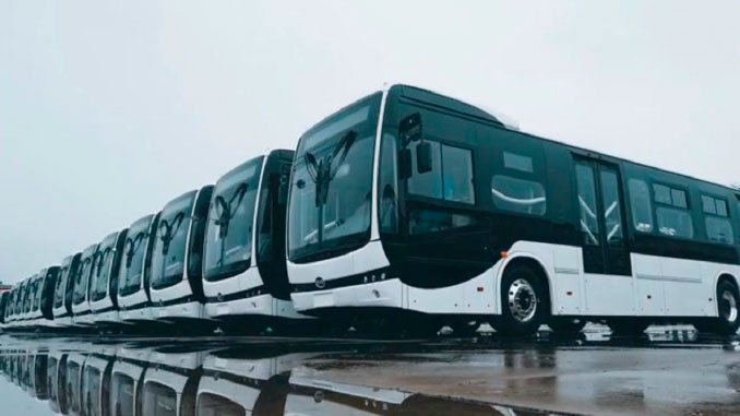 64 buses 100 % eléctricos ya están en camino a Medellín. Foto cortesía.
