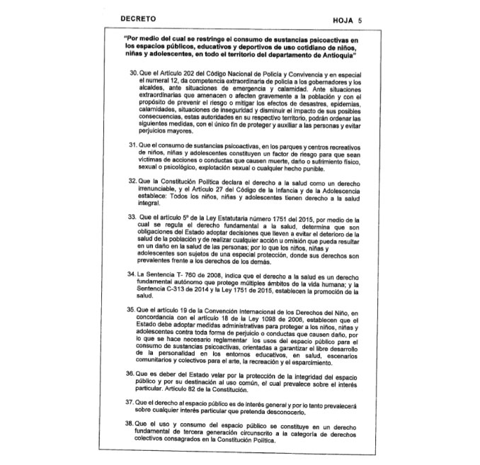 Gobernación de Antioquia expide Decreto que restringe el consumo de drogas en espacios públicos del Departamento, Cortesía. 