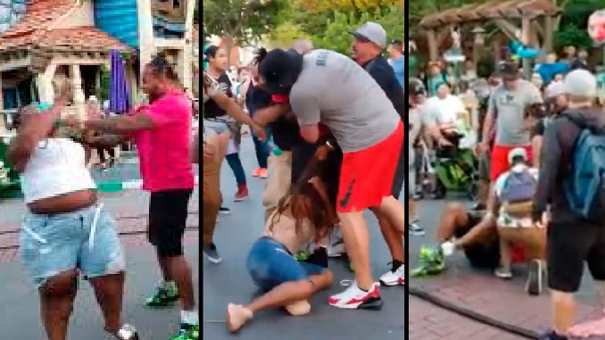 EN VIDEO: ¡Tremenda agarrada! La brutal pelea que protagonizó una familia en pleno Disney