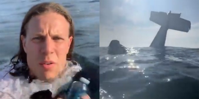 Videos: Piloto grabó su propio rescate luego de estrellar su nuevo avión en el océano