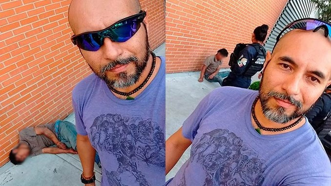 Tras noquearlo, ciclista se tomó una selfie con el ladrón que le intentó robar