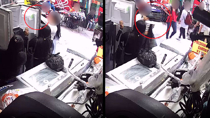 EN VIDEO: ¡De frente y en manada! Así robaron estas mujeres en una compraventa del centro de Medellín 1 As%C3%AD robaron estas mujeres en una compraventa del centro de Medellin
