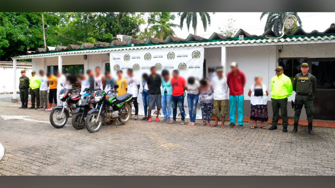 20 capturados en el Bajo Cauca antioqueño. Foto cortesía.