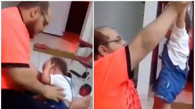 EN VIDEO: ¡Bestia! Este hombre le dio una golpiza a su bebé por “no saber caminar”