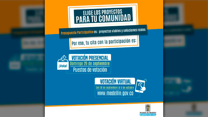 Medellín votará por el Presupuesto Participativo