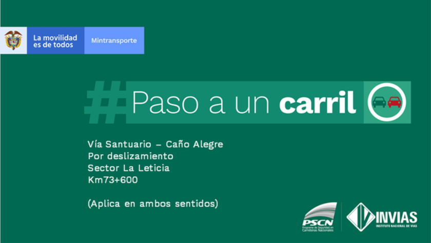 Habilitan paso a un carril en la autopista Medellín Bogotá a la altura de La Leticia