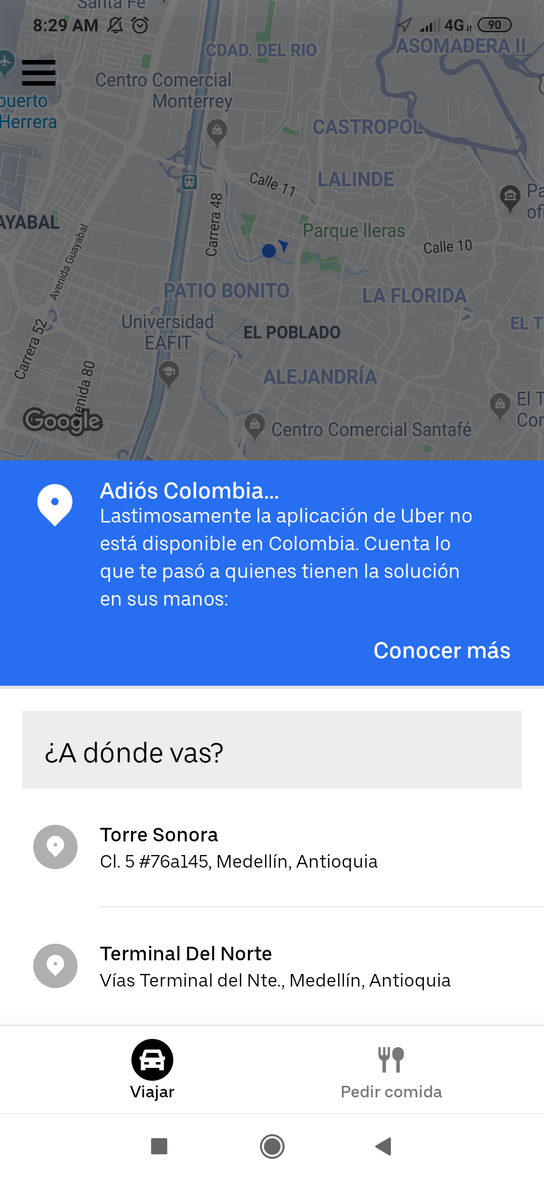 FOTO: "¡Hicimos toros esos viajes por nara!", así amaneció Uber después de cerrar operaciones en Colombia 1 Screenshot 2020 02 01 08 29 43 880 com.ubercab