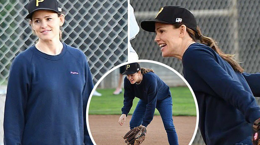 FOTOS: Jennifer Garner se le midió a ser beisbolista por un día para apoyar a su hijo de 8 años