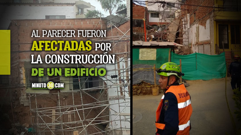 Emergencia por colapso en dos viviendas en el barrio El Trianon de Envigado