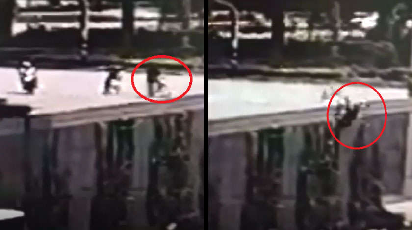 EN VIDEO: ¡Impresionante! Cayó al deprimido de San Juan tras perder el control de la bicicleta