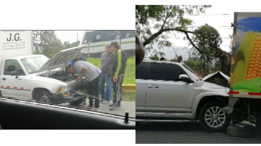 En fotos: ¡Se dieron duro! Así fue el choque entre dos vehículos a la altura de la calle 16 sur con la autopista sentido sur norte