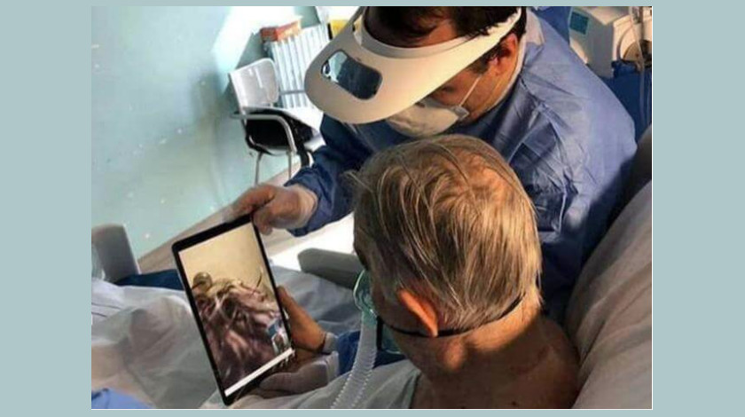 Enfermos en Italia se despiden de sus familiares a través de videollamadas