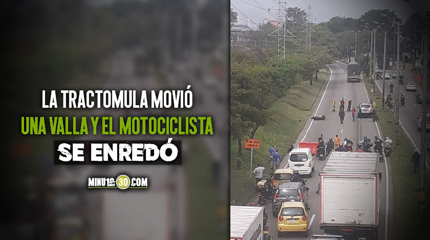 FOTOS: Motociclista se fracturó un tobillo tras incidente con tractomula en la Autopista Sur