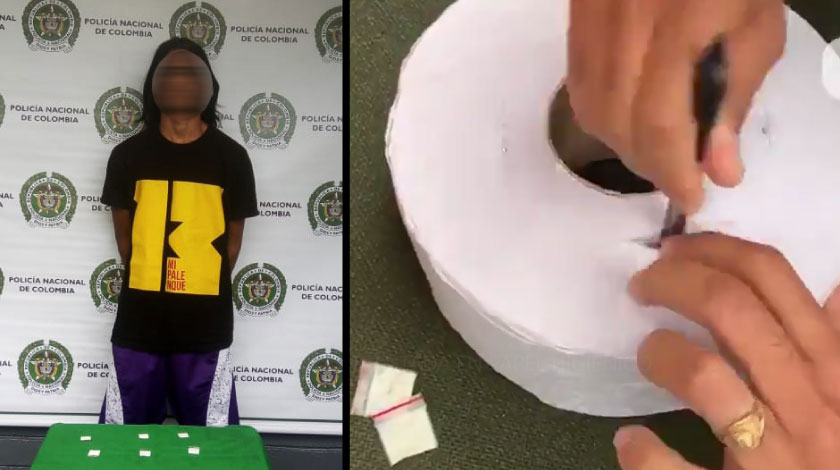 EN VIDEO: 6 dosis de cocaína era lo que llevaba en un papel higiénico el venezolano que cogieron en Belencito 1 droga en papel higienico