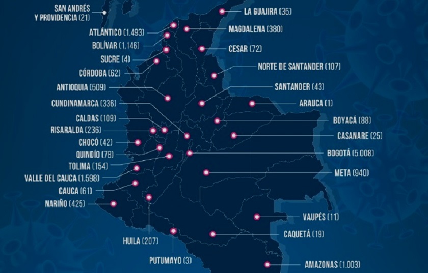 coronavirus 15 mayo colombia casos repartidos