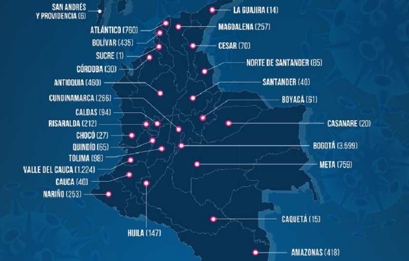 mapa coronavirus colombia
