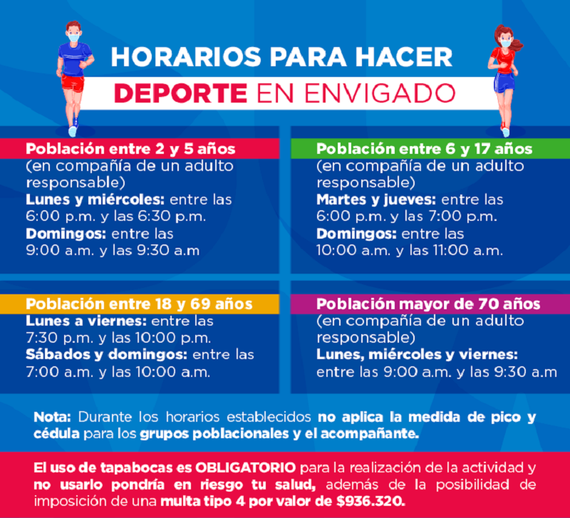 Estos son los horarios para hacer deporte al aire libre en Envigado desde hoy 4 Horarios para hacer deporte
