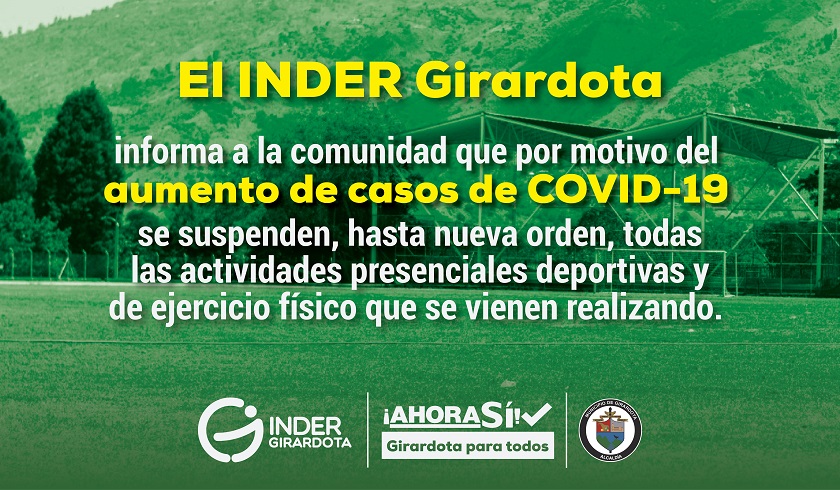 Por aumento de los casos de Covid-19, el INDER Girardota suspendió clases presenciales