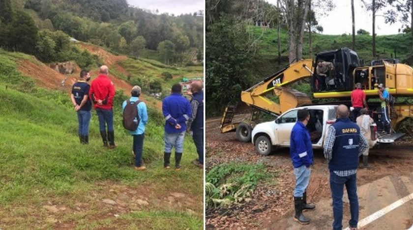 FOTOS: Tras evacuación de 8 familias por inestabilidad de laderas, maquinaria amarilla llegó a Jericó para desarrollar acciones de mitigación