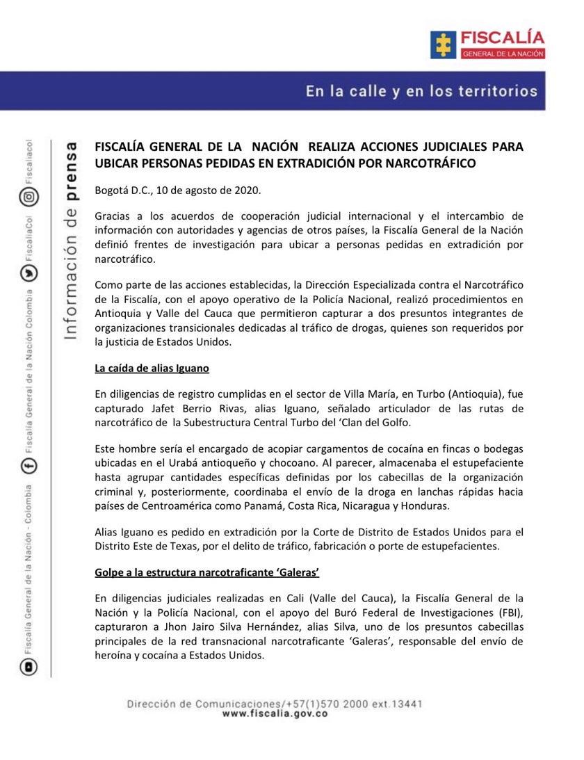 Captura de alias Iguano y alias Silva