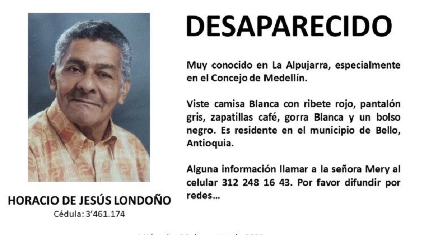 Muy conocido en La Alpujarra, Horacio de Jesús Londoño desapareció en