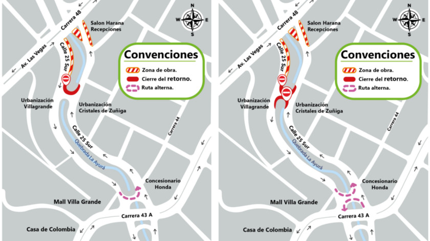 FOTO: La próxima semana habrá cambios viales en Villagrande, Envigado, por obras del Intercambio Vial de La Ayurá