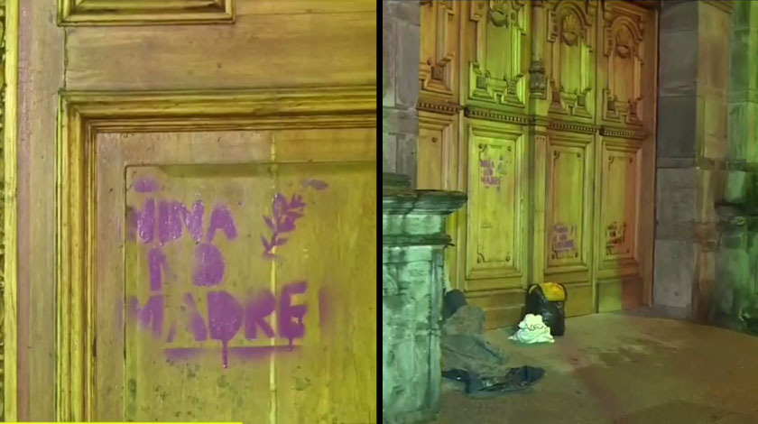 ¿Usted qué opina? En marcha a favor del aborto causaron daños en la fachada de la iglesia San Ignacio