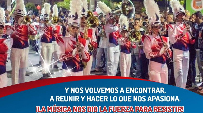 ¡Aporte cultural! Banda Marcial Ciudad de Medellín reanudó trabajos este jueves tras largo receso por pandemia 