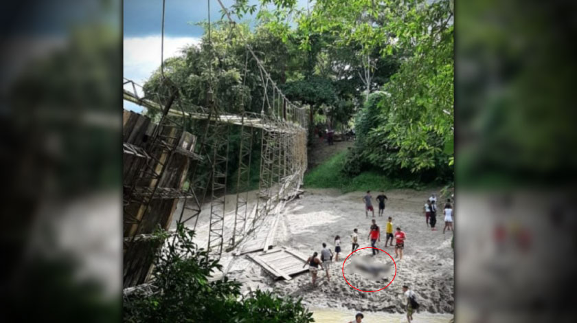 ¡Qué tragedia! Se desplomó un puente colgante en Necoclí, al parecer, hay varias personas muertas