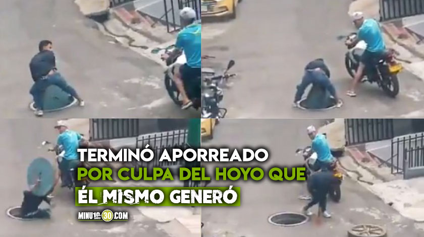 Video: ¡Le llegó el karma! Se iba a robar una tapa de alcantarilla, y casi se va a un hueco