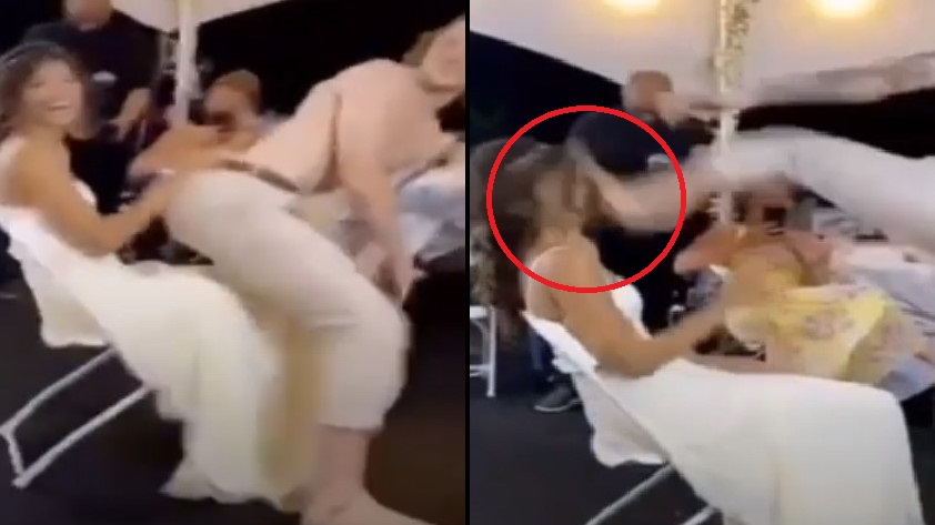 VIDEO: ¡Qué dolor! Quiso sorprender a la novia con baile erótico pero terminó fue ‘golpeándola’ delante de todos