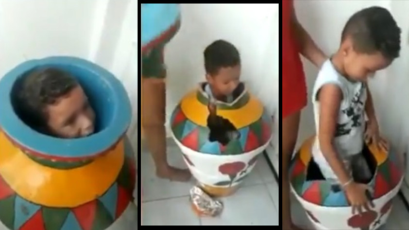 VIDEO: ¿Cómo se metió? Niño de 6 años quedó atorado en un ‘costoso’ jarrón y el desespero lo agobio