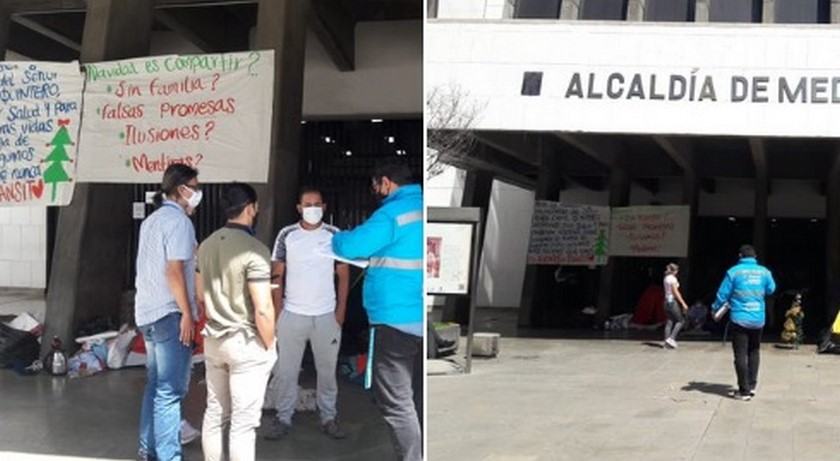 FOTOS: La UPDH hace acompañamiento a la huelga de hambre por exagentes de tránsito en la Plazoleta de La Alpujarra este sábado