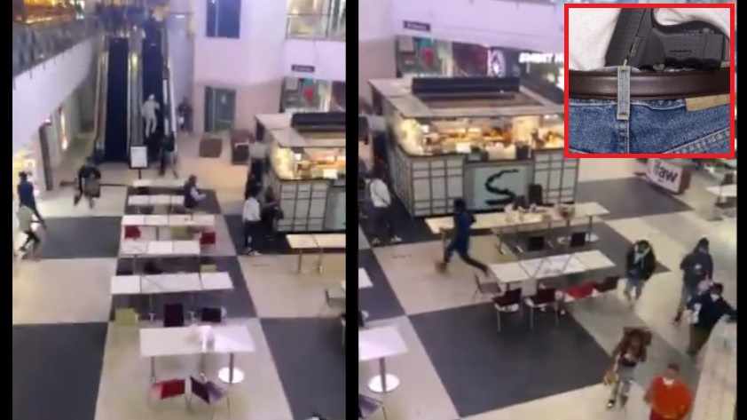 VIDEO: Salieron despavoridos, a un hombre se le disparó la pistola en centro comercial mientras se “ajustaba los pantalones”